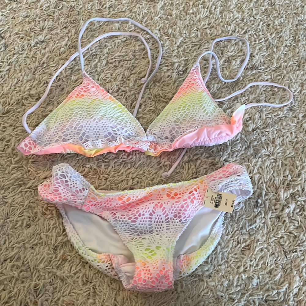 New Victoria’s Secret PINK Crochet Bikini Top: L Large Bottom: XS Extra Small